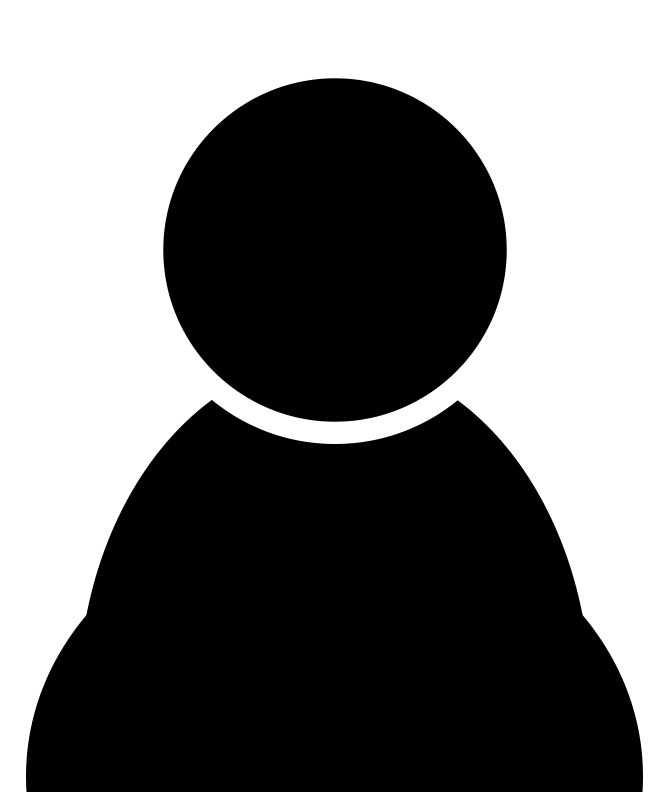 A simple black silhouette of a person on a white background, featuring a circular head and rounded shoulders.